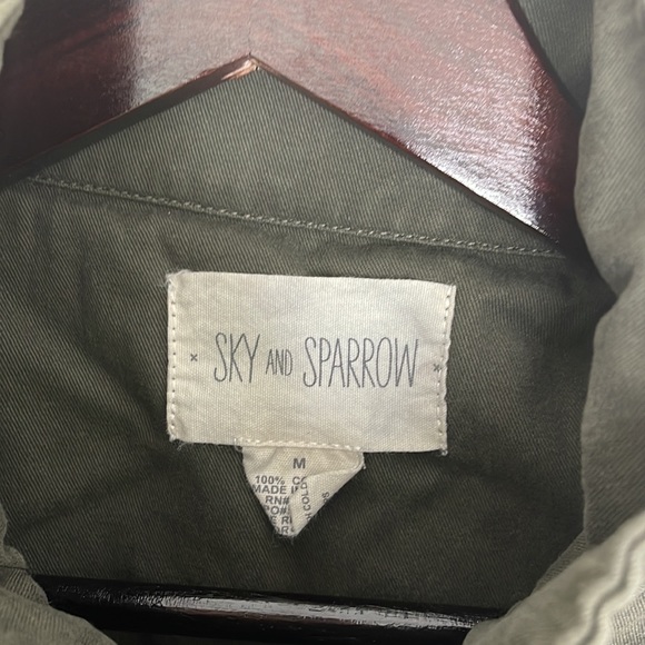 Sky and Sparrow Military Utility Hidden Zip Army green pocket collar Jacket - Picture 5 of 6